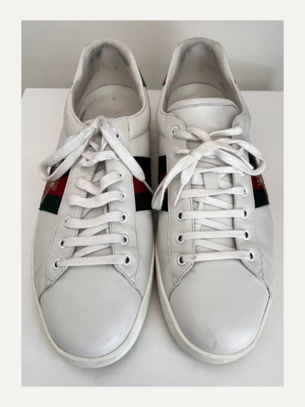 Gucci Ace Bee White Leather Web Stripe Sneakers Gucci Size 12 429446